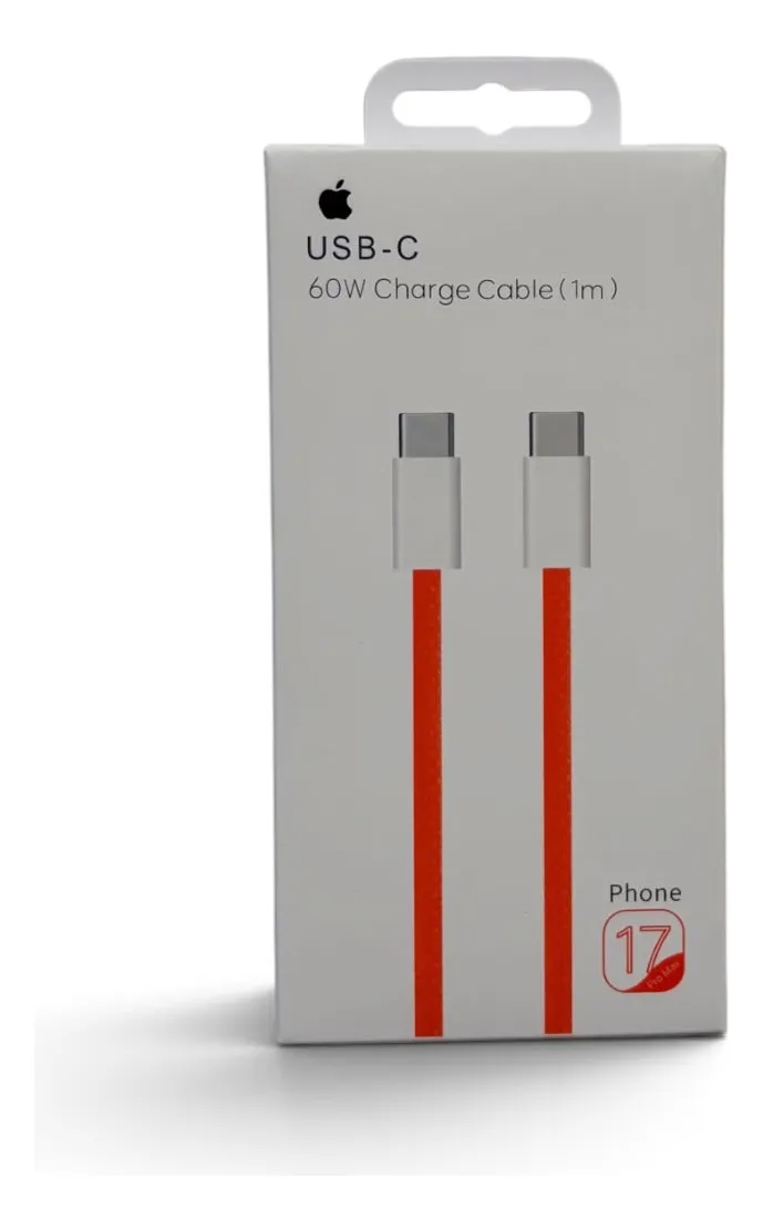 Cable Apple Color Naranja Usb-c A Usb-c 60w 1m Iphone 17 - Pro Max